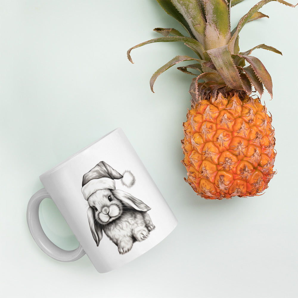 Christmas rabbit print mug