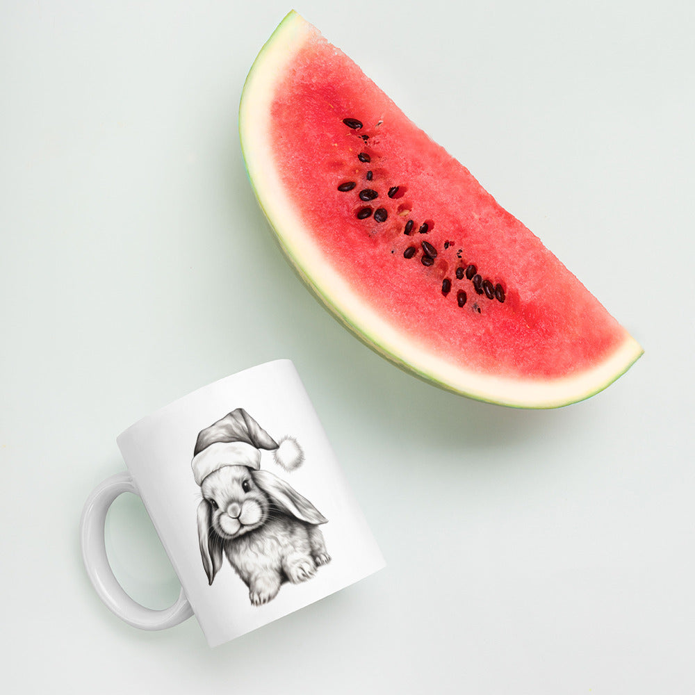 Christmas rabbit print mug