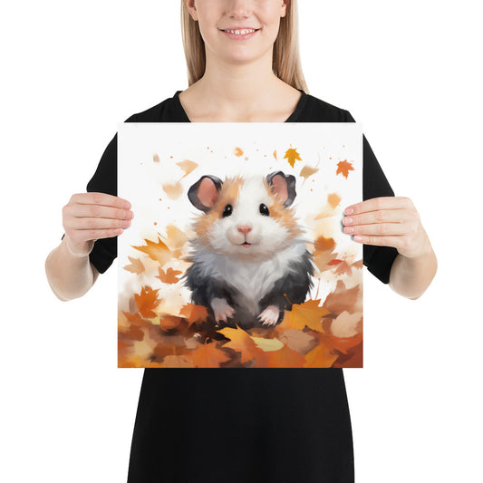 Autumn Leaves Hamster Poster