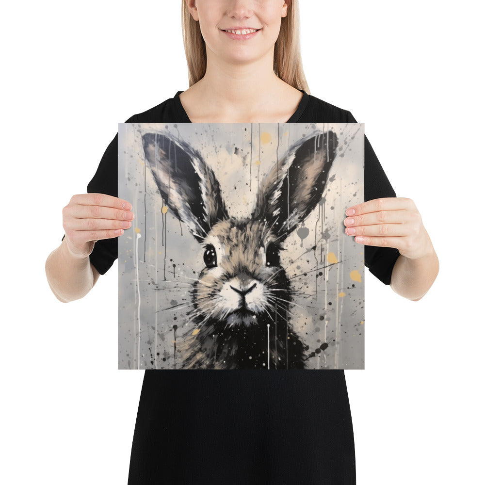 Grey Rabbit Drip Poster